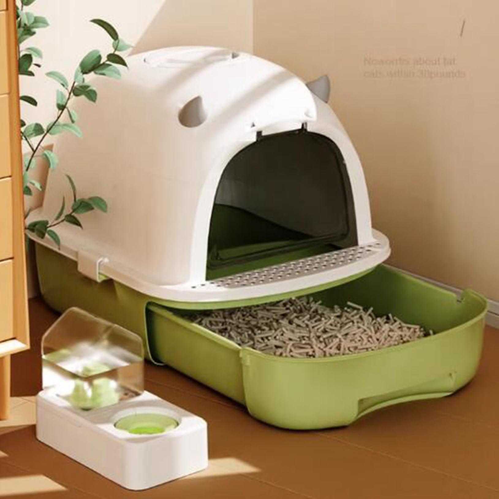 Amazon | 猫用トイレ ドーム型 大型猫 猫トイレ本体 ドア付き ワイド